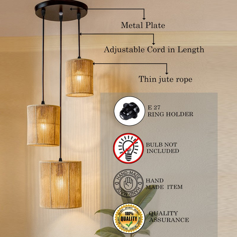 Halorix Raffia Ceiling Lamp - Beige & Black media 7