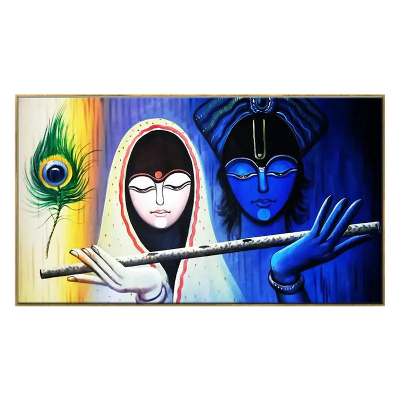 Radha Krishna Murali Canvas Wall Painting media 4