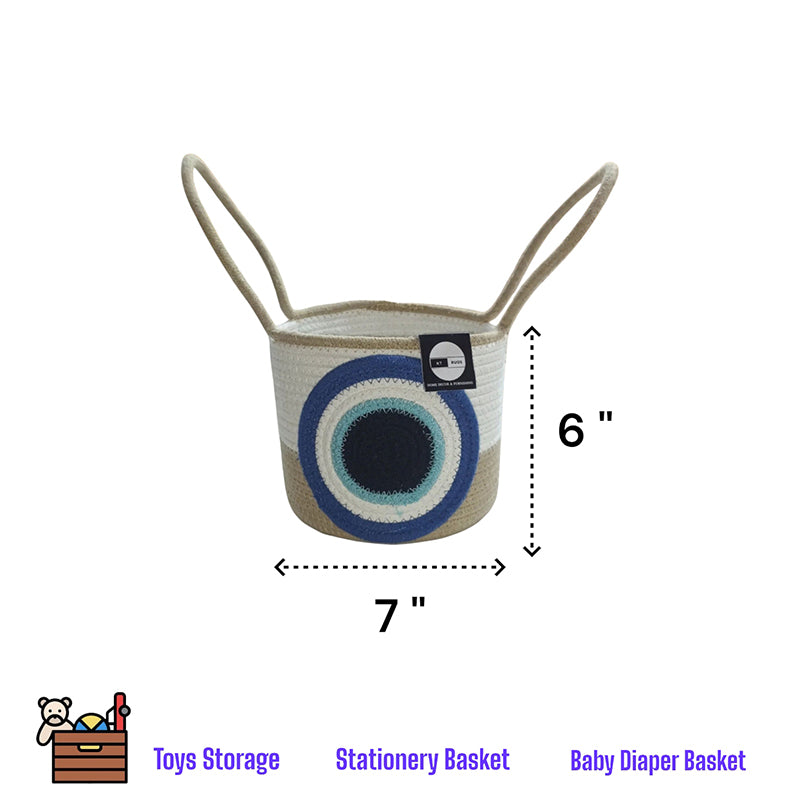 Evil Eye Cotton Storage Basket With Handle media 6