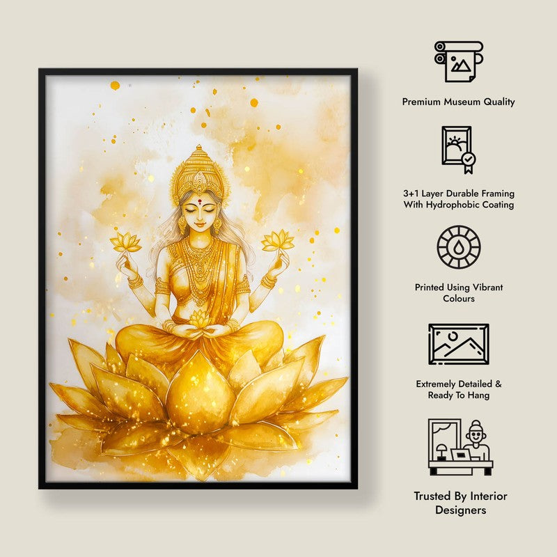 Padma Lakshmi Spiritual Archival Paper Wall Painting With Frame - Black media 8