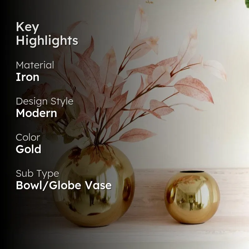Zurmo Round Metal Vase (Gold) - Set Of Two media 2