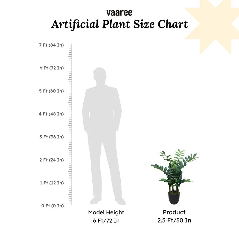 Artificial Emerald Palm Plant With Black Fiber Pot - 2.5 Feet media 7