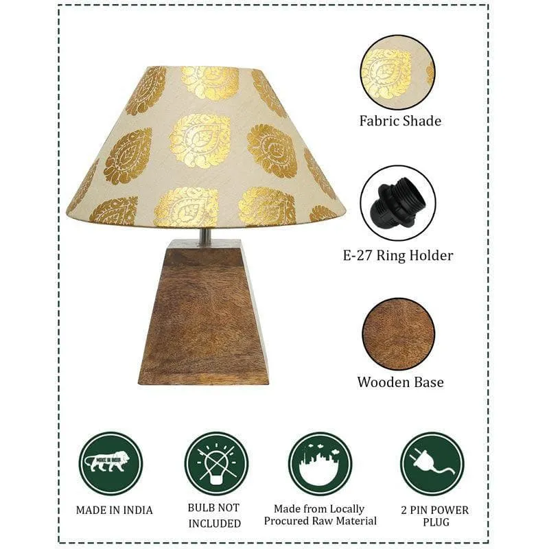 Pyramid Perfection Leaf Fabric Table Lamp - Gold,Beige media 5