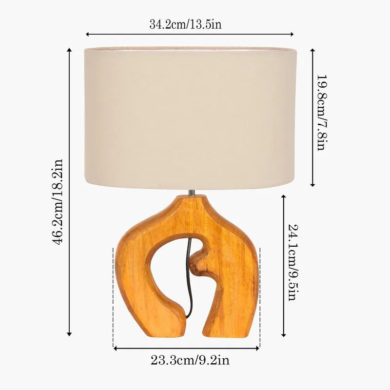 Elowen Organic Wooden Fabric Table Lamp - Beige,Brown media 6