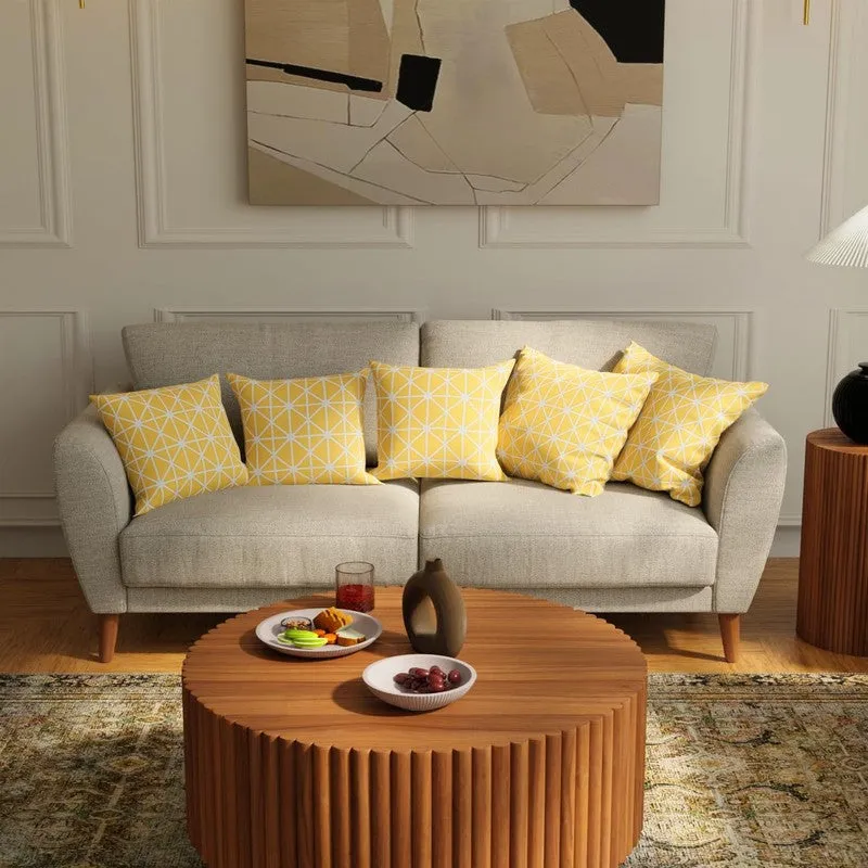 Urban Space Modern Geometric Yellow Cotton Cushion Covers - Set Of Five media 1
