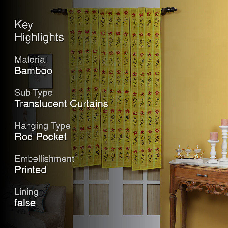 Forest Flow Three Panel Bamboo Curtain - Yellow media 2