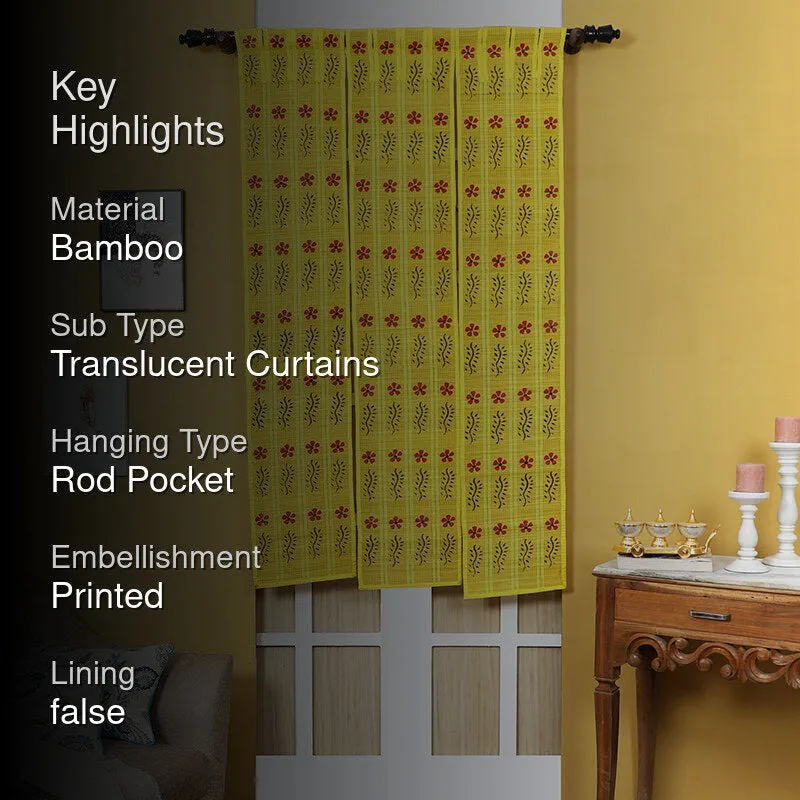 Forest Flow Three Panel Bamboo Curtain - Yellow media 2