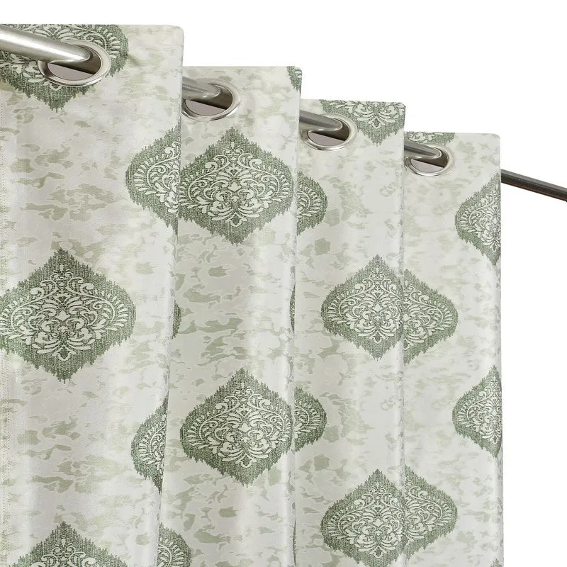 Curtique Printed Curtains (Green) - Set Of Two media 3
