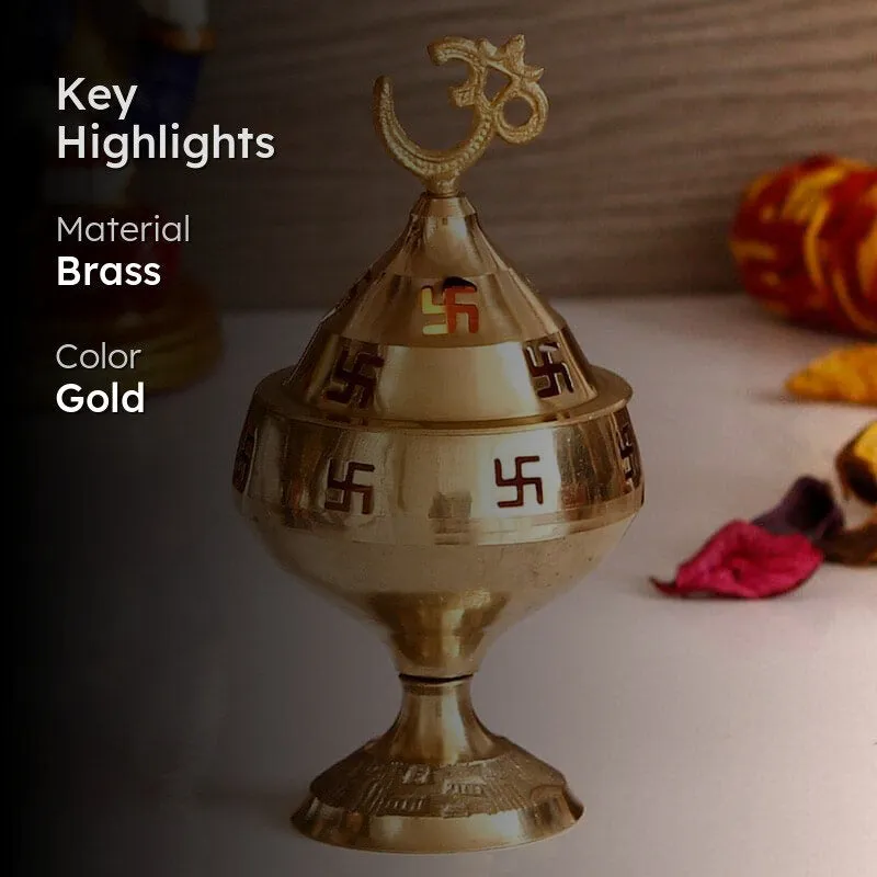 Om Swastik Brass Diya media 2