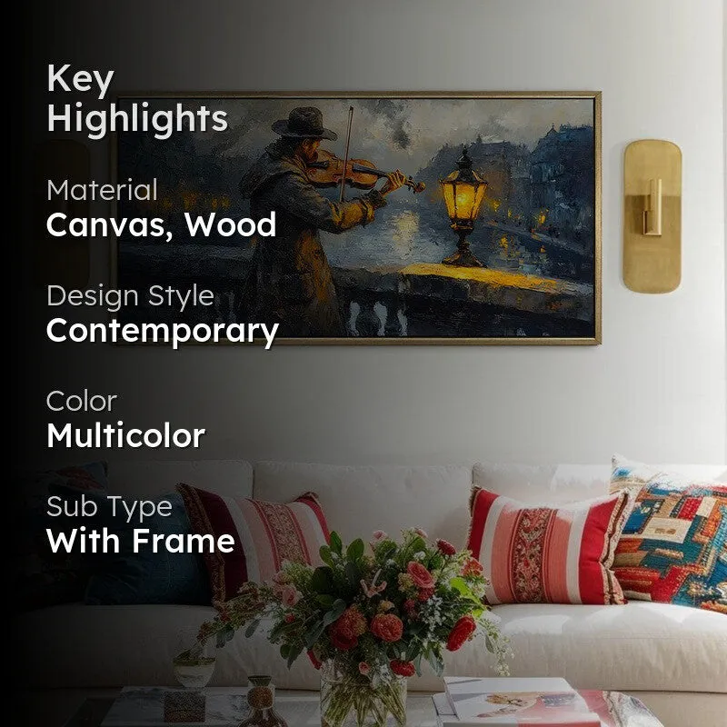 Violin at Dusk Canvas Wall Painting With Frame media 2