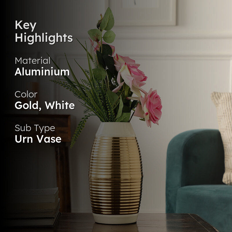 Malva Aluminium Vase - Gold & White media 2