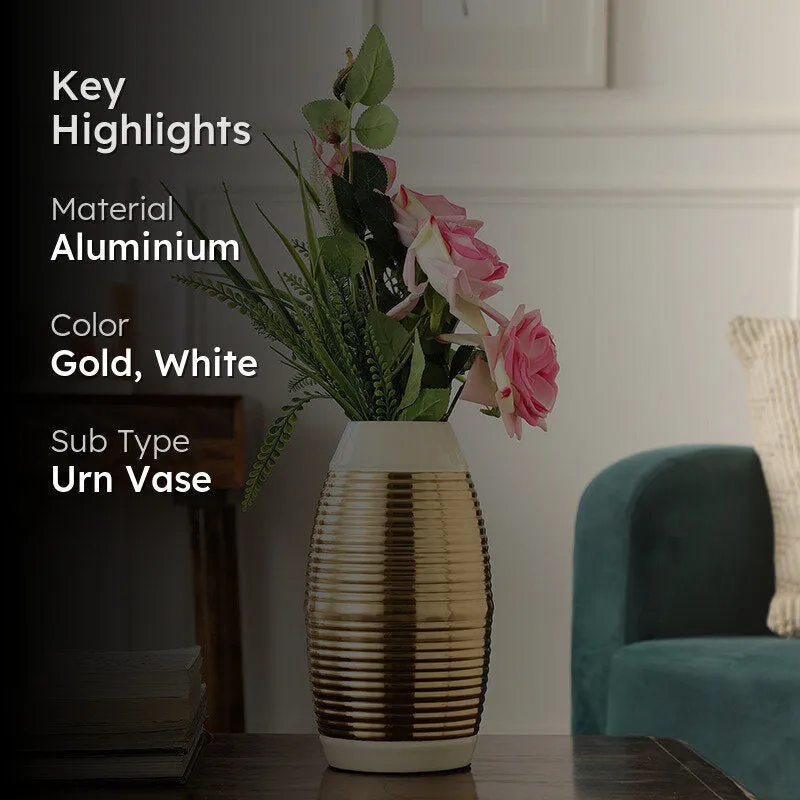 Malva Aluminium Vase - Gold & White media 2