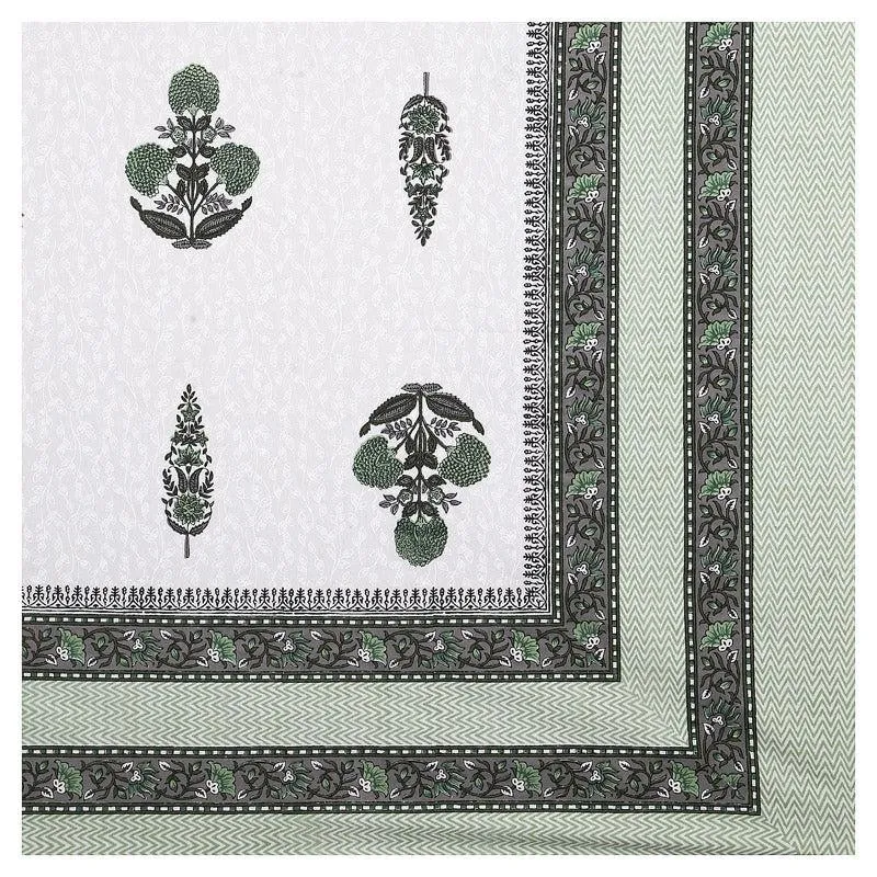 Pamia Ethnic Cotton Bedsheet (Olive Green) - 160 TC media 4