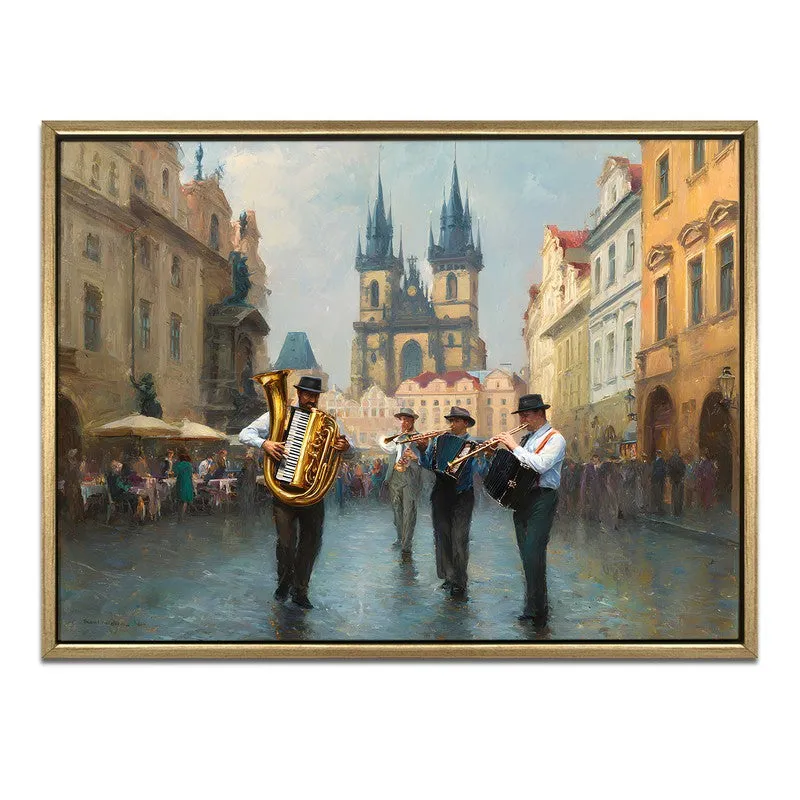 Oldtown Brass Canvas Wall Painting With Frame media 3