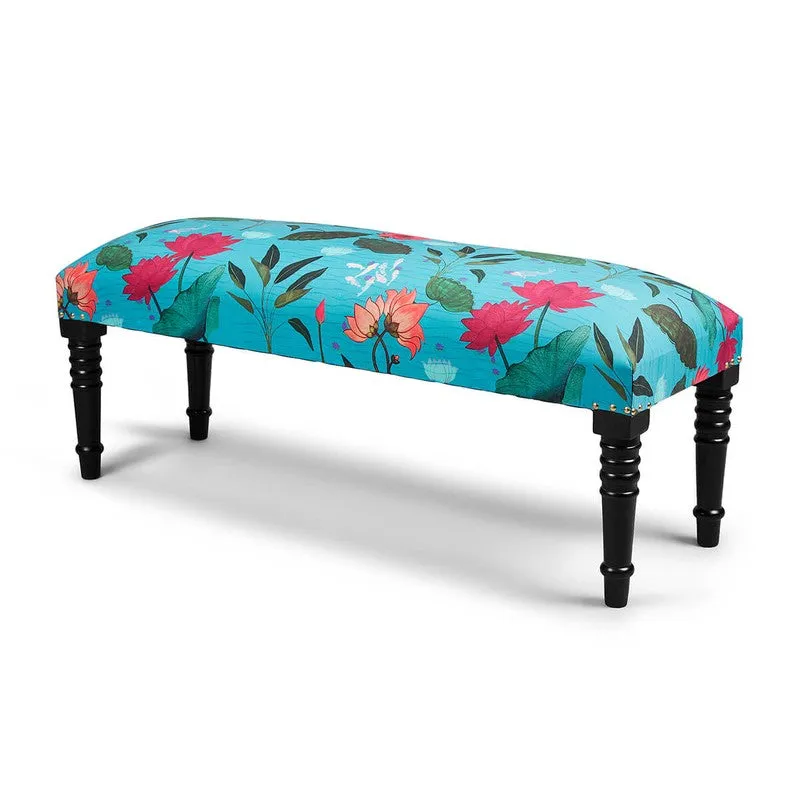 India Circus Sheesham Wood Blossomy Mosaic Wooden Bench media 3