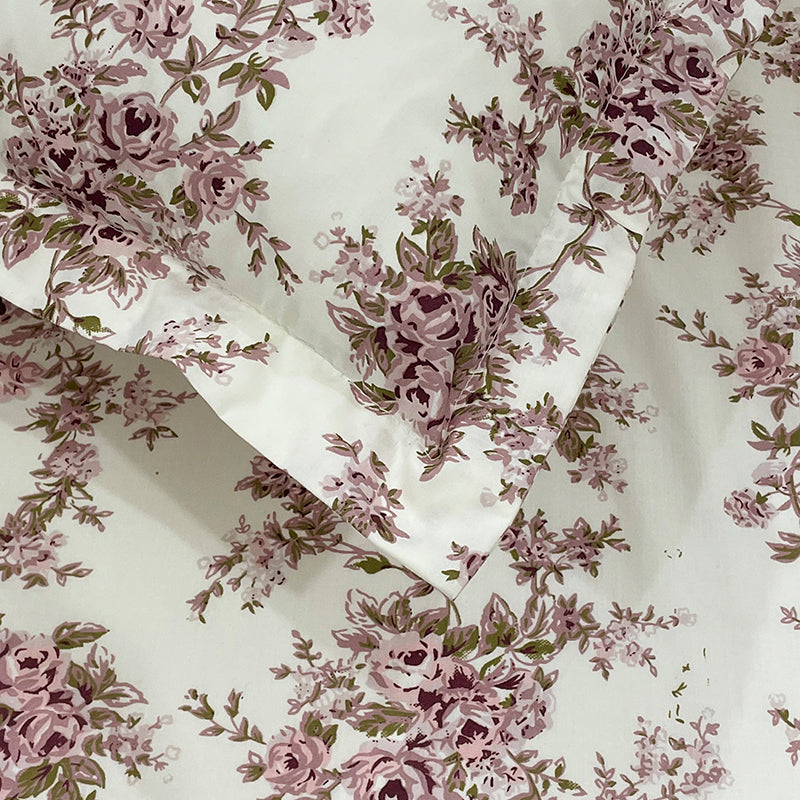 Swayam Rosabella Floral Cotton Bedsheet (Purple) - 250 TC media 5
