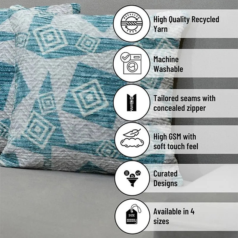 SquareDrift Cushion Cover (Blue) - Set Of Two media 6