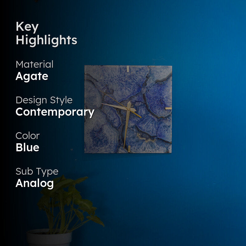 Andora Agate Wall Clock - Blue media 2