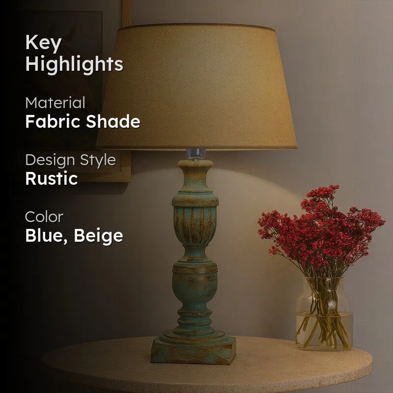 Lueur Fabric Table Lamp - Blue,Beige media 2
