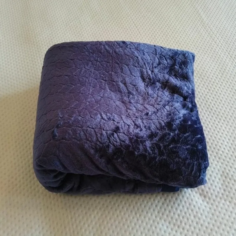 Plushyn Solid Woolen Blanket (Blue) - 300 GSM media 5