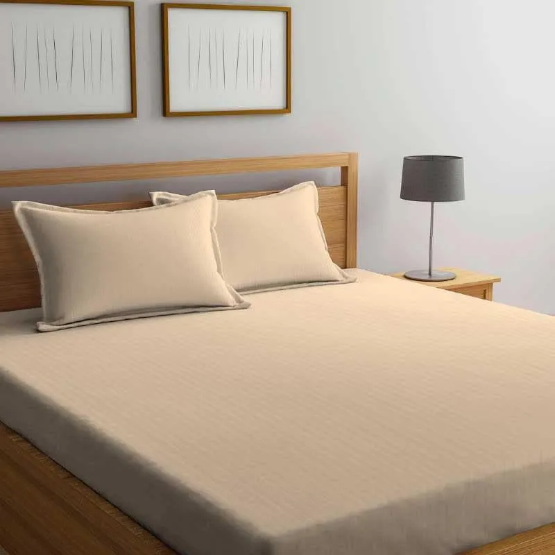 Cora Stripe Microfiber Bedsheet (Beige) - 130 GSM media 5