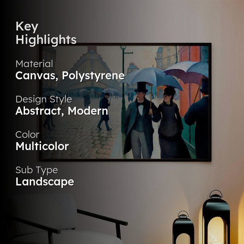 Paris Street Canvas Painting By Gustave Caillebotte - Black Frame media 2