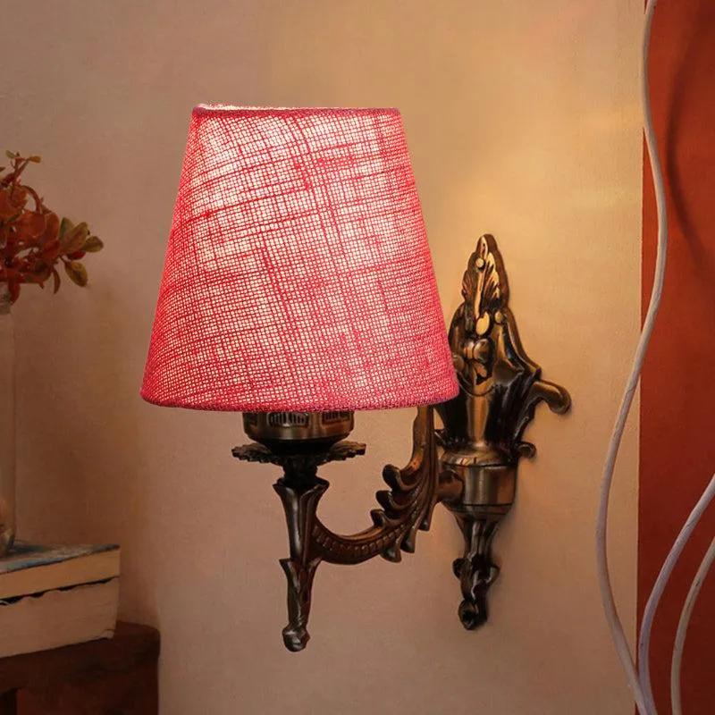 Vista Edrel Conical Fabric & Metal Wall Lamp - Light Pink media 1