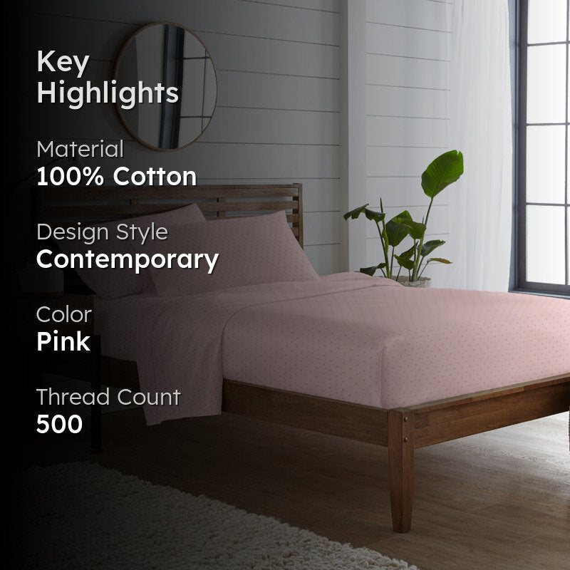 Swiss Dot Cotton Duvet Cover (Cameo Rose) - 500 TC media 2