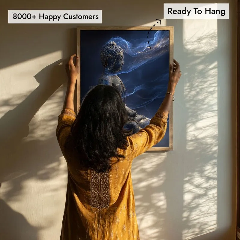 Luminous Buddha Archival Paper Wall Painting With Brown Frame media 7