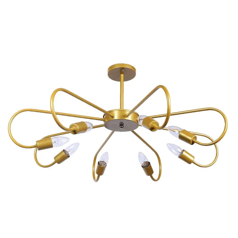 Mistara Statement Iron Chandelier - Gold & White media 4