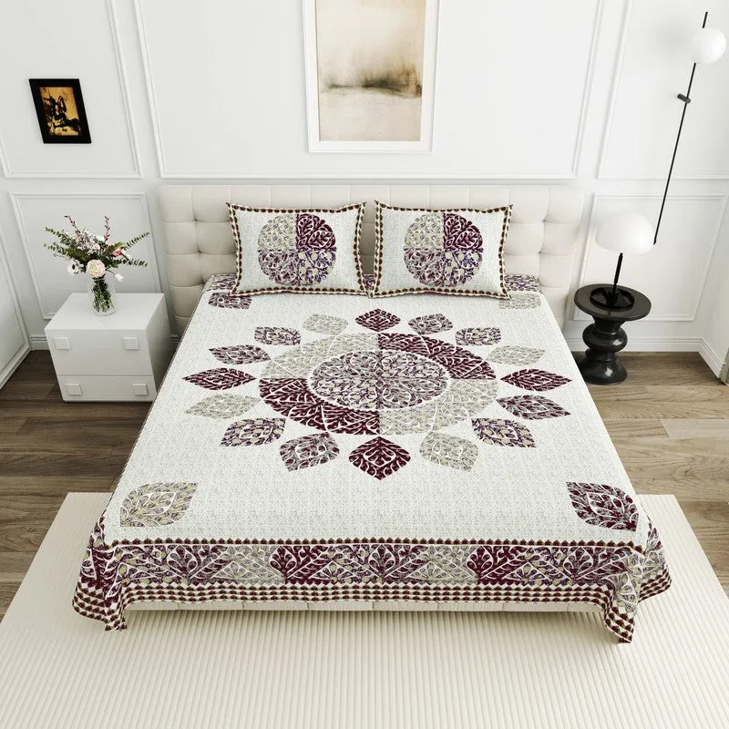Gulnaar Spread Cotton Bedsheet (Purple) - 160 TC media 1
