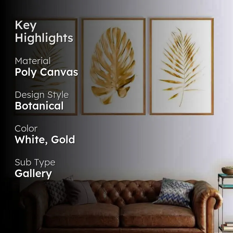Gold Bay Framed Poly Canvas Wall Art - Set Of Three media 2