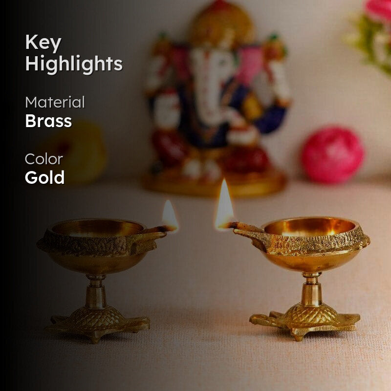 Tortoise Brass Diya - Set Of Two media 2