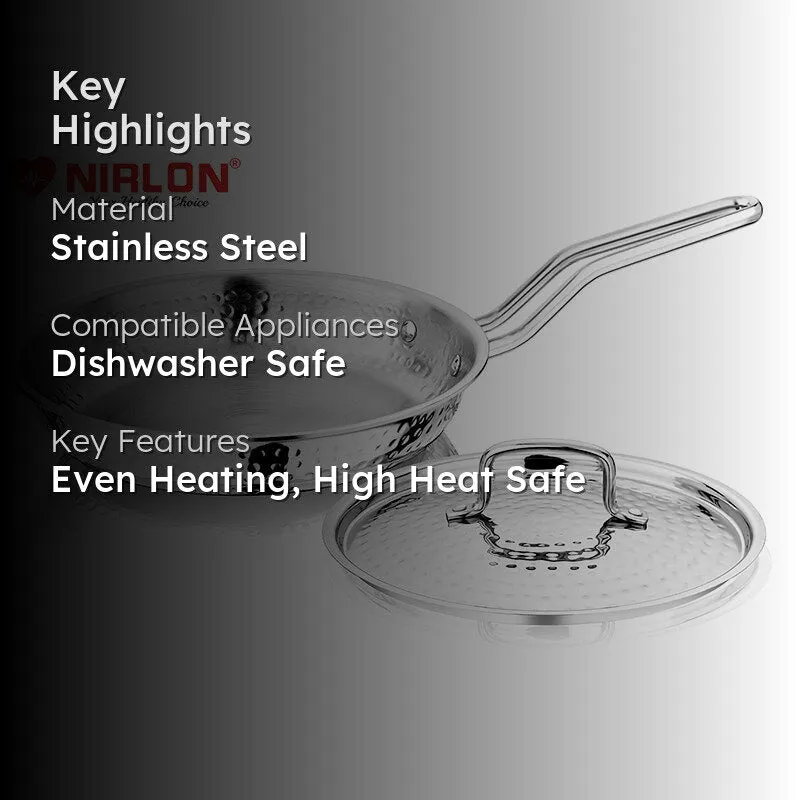 Nirlon Hammered Steel Frying Pan With Lid - 10 Inches media 2