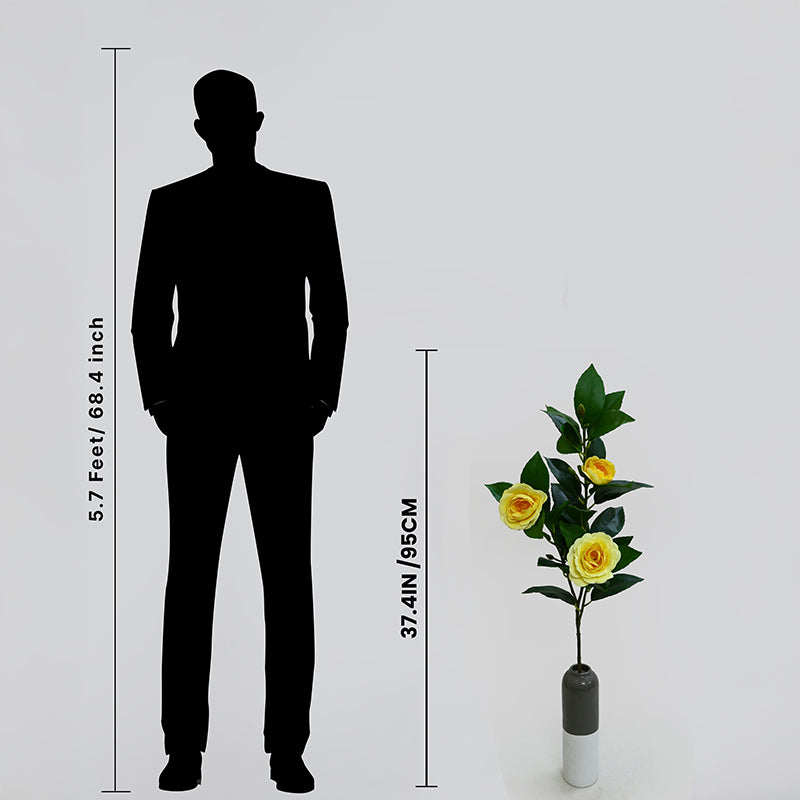 Edeina Artificial Rose Without Pot (Yellow) - 93 cm (3.1 ft) media 5