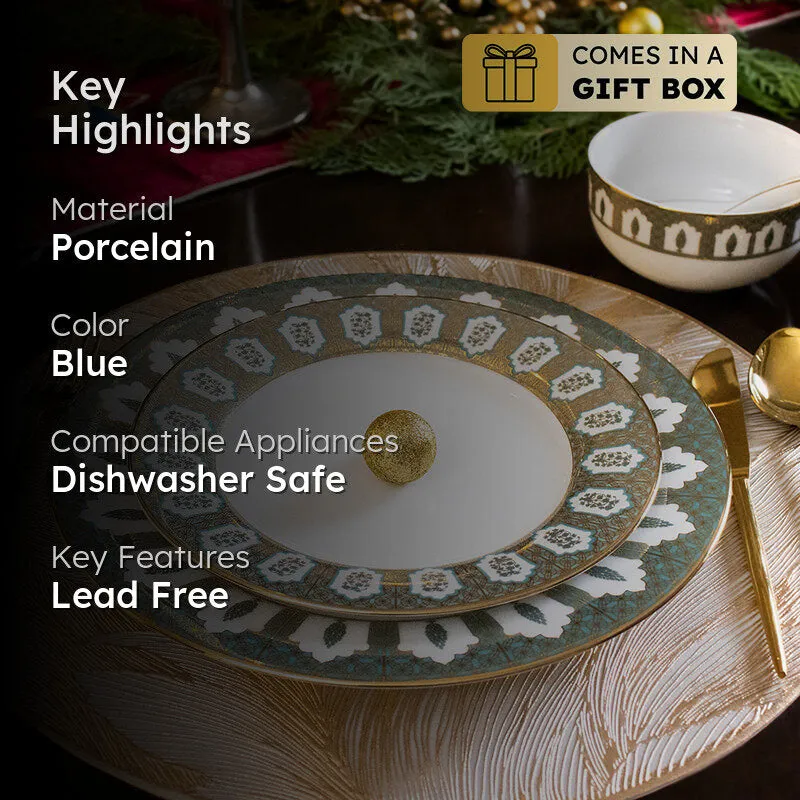 Gilded Chinar 24k Gold Brushed Porcelain Dinner Set - 33 Piece Set media 2