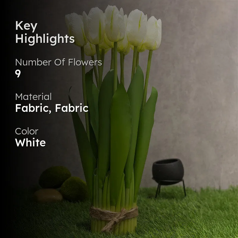 Artificial Tulip Flower Bunch Timeless Charm - White media 2