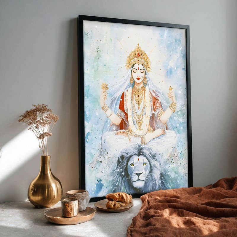 Shakthi Spiritual Archival Paper Wall Painting With Frame - Black media 4