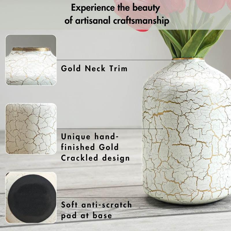 Rena Metal Bud Bottle Flower Vase - Off-white media 3