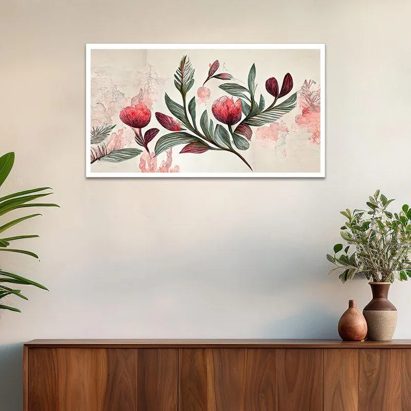 Arelia Floral Canvas Wall Painting With Frame media 1