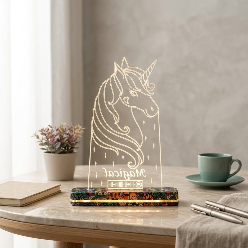 Whimsical Unicorn Acrylic Table Lamp - Transparent media 3