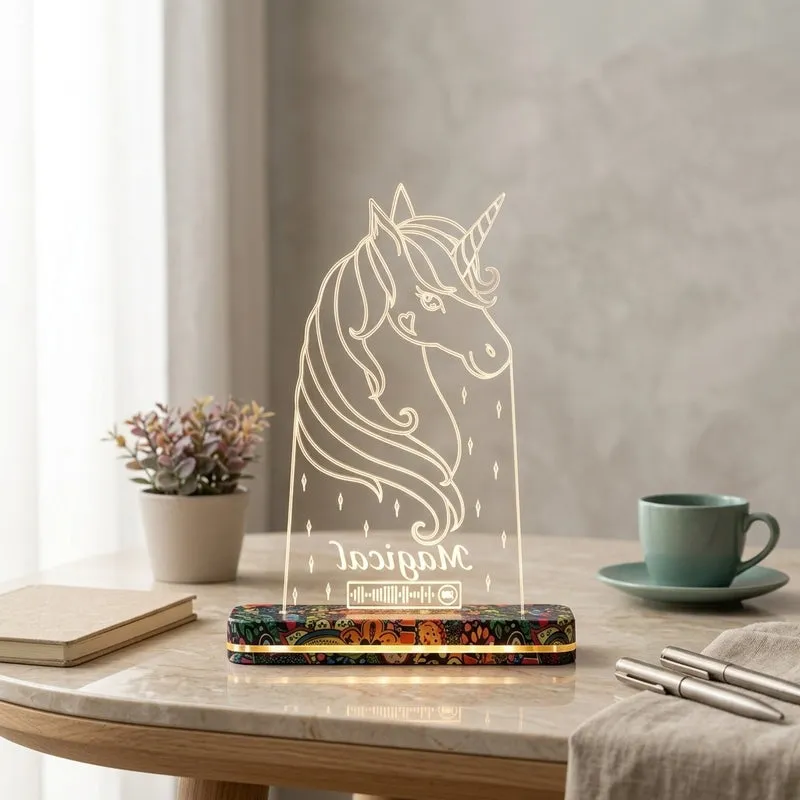 Whimsical Unicorn Acrylic Table Lamp - Transparent media 3