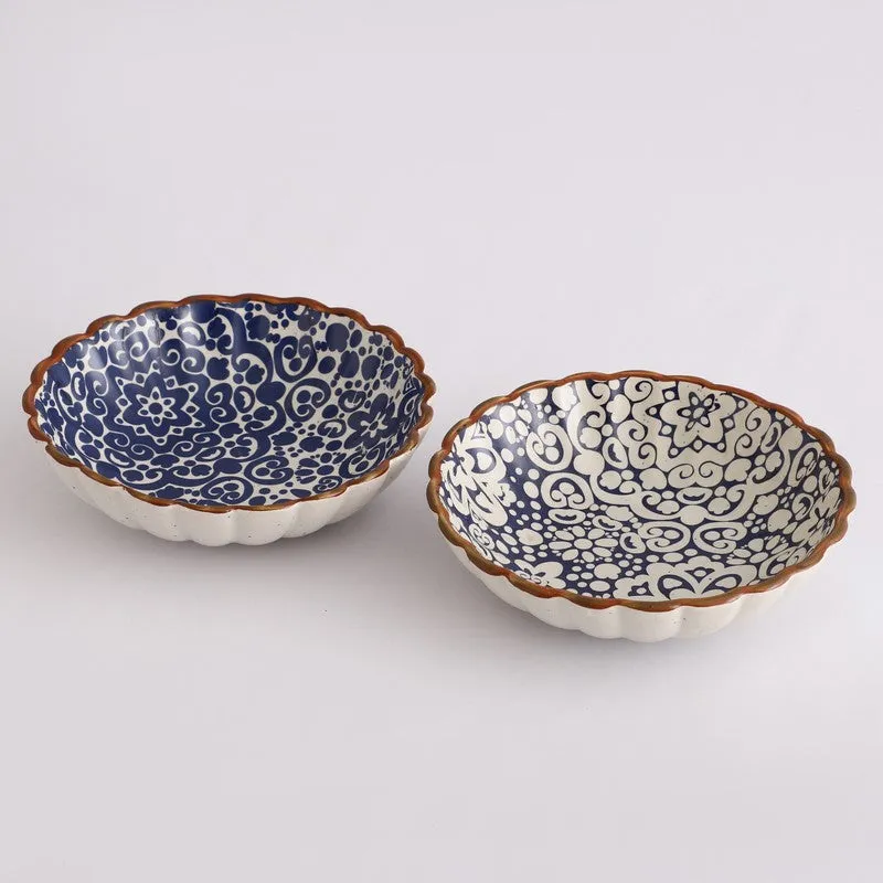 Mudwave Blue Stoneware Snack Bowls (340 mL) - Set Of Two media 3