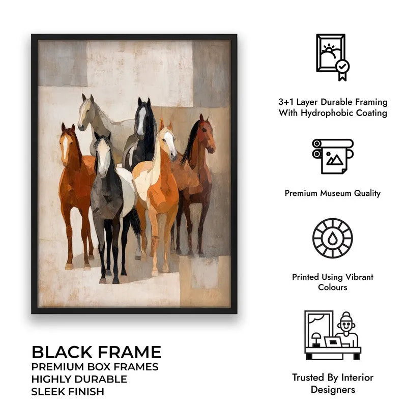 Modern Rustic Horse Wall Painting With Black Frame media 10