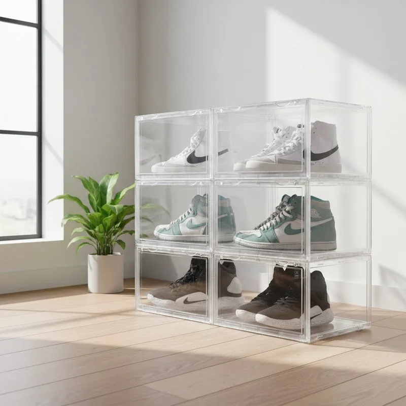 Transparent Stackable Shoe Box Organizer - Set Of Six media 4