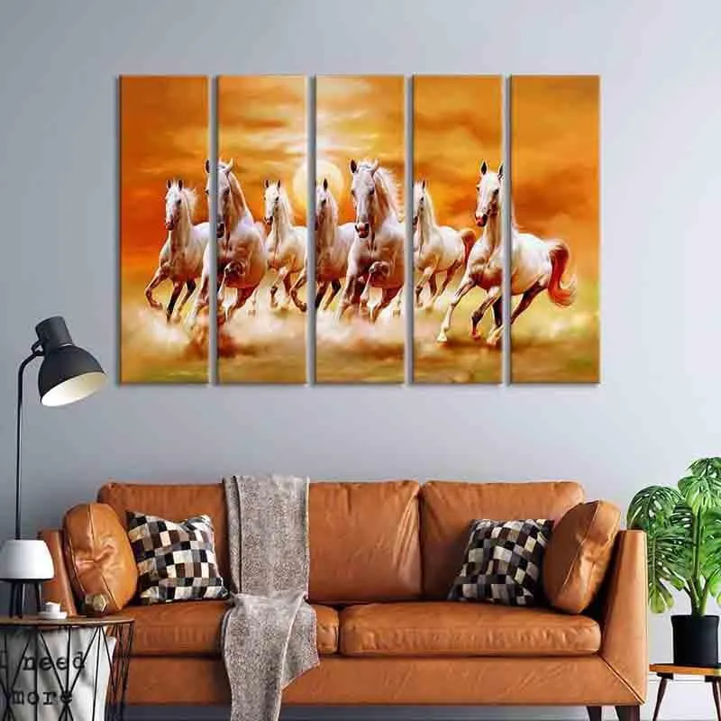 Sunset & Horses Wall Art - Five Piece Set media 1