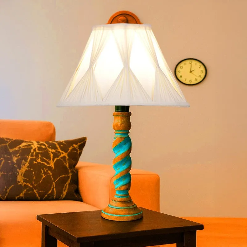 Elara Zerin Wooden Table Lamp - Ivory media 3