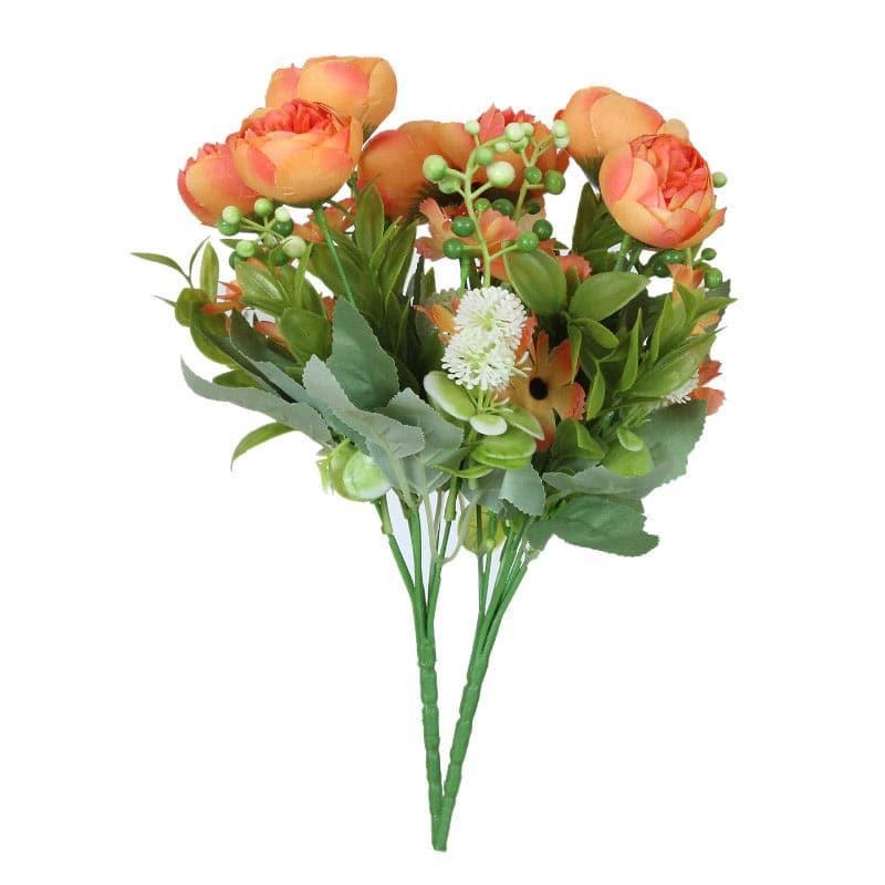 Faux Tropicana Rose Bunch (Orange)- Set Of Two media 4
