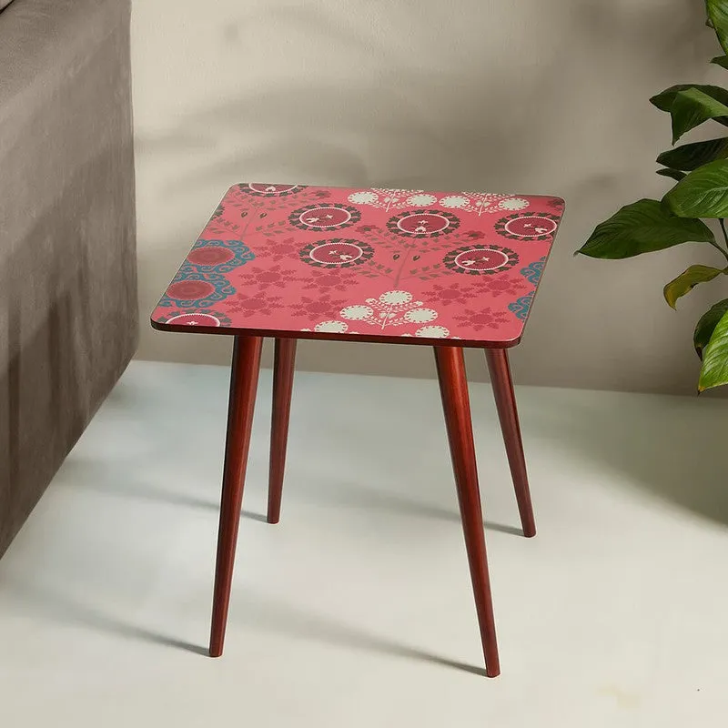 India Circus Wood Rosettes Square Side Table media 1