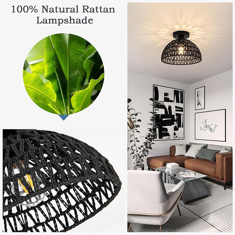Latticework Cotton Ceiling Lamp - Black media 5